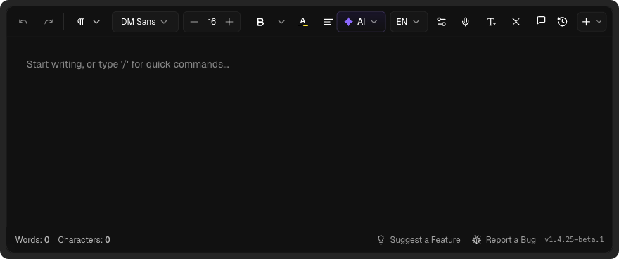 Eddyter editor — Compact UI style